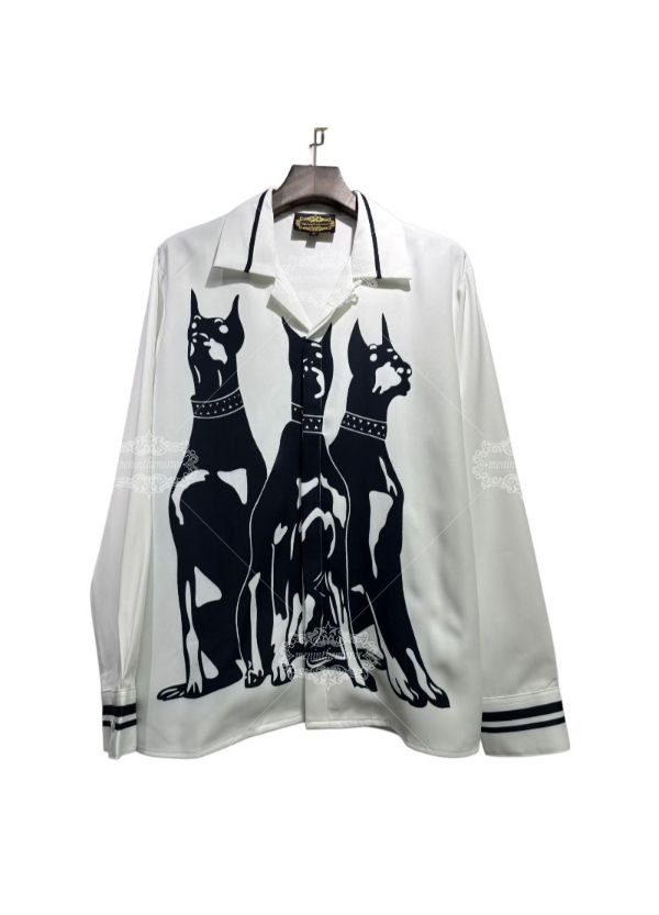 Premium Resort-Fit Doberman Print Casual Shirt | Silky Blend Men's Long Length