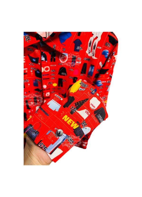 रेड पॉप आर्ट प्रोडक्ट आइकॉन शर्ट | अवकाश कॉलर