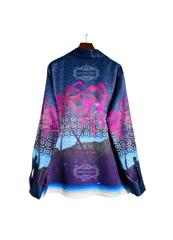 Vibrant Neon Palm Print Long Sleeve Shirt | Lux Resort Wear