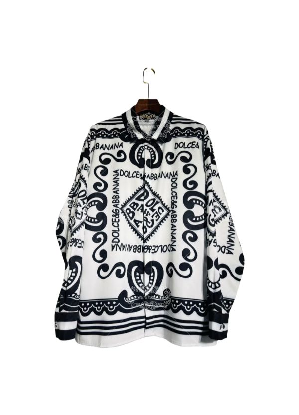 मोनोक्रोम सिसिलियन लोगो स्कार्फ शर्ट | अवकाश कॉलर