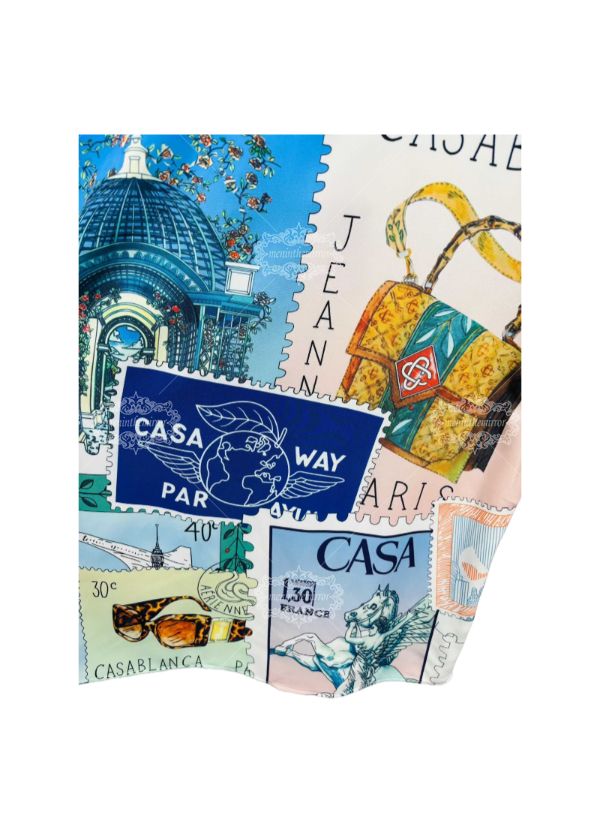 हल्के नीले रंग की बारोक मूर्तिकला प्रिंट शर्ट | लाइट लक्स रिज़ॉर्ट शॉर्ट