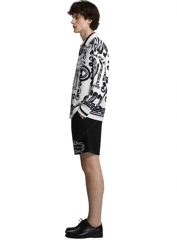 मोनोक्रोम सिसिलियन लोगो स्कार्फ शर्ट | अवकाश कॉलर