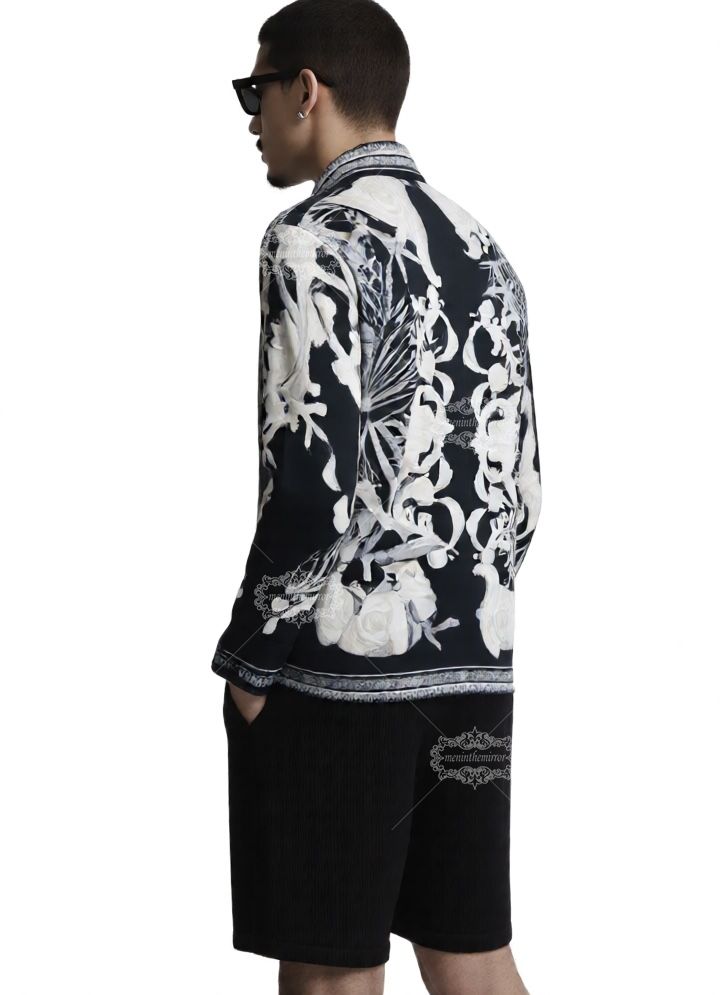 Monochrome Nautical Baroque Shirt | holiday collar