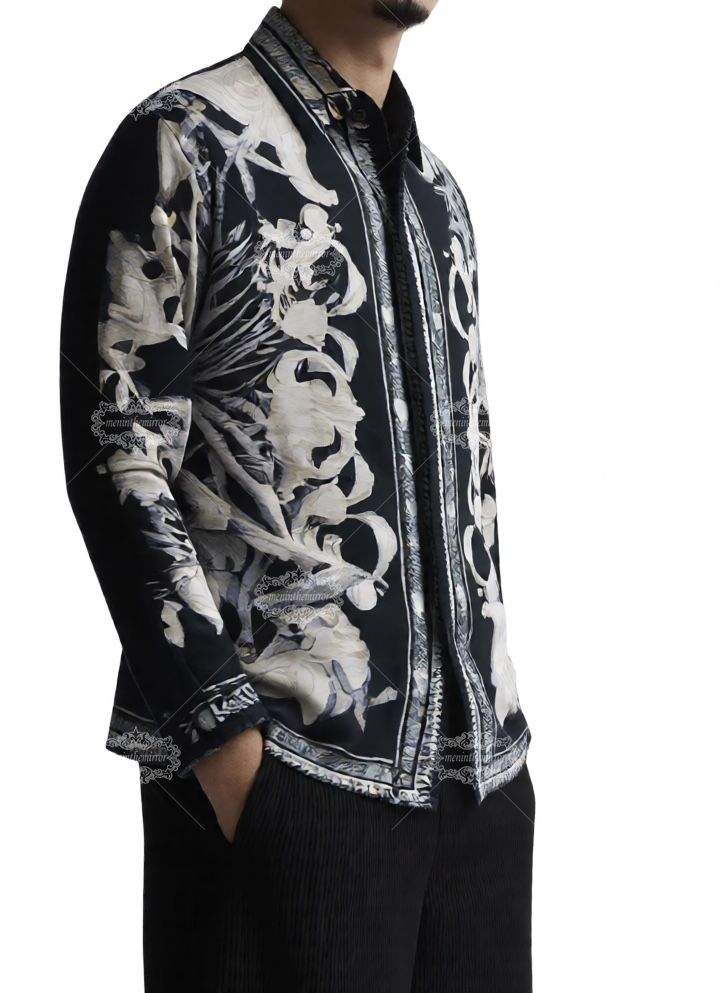 Monochrome Nautical Baroque Shirt | holiday collar