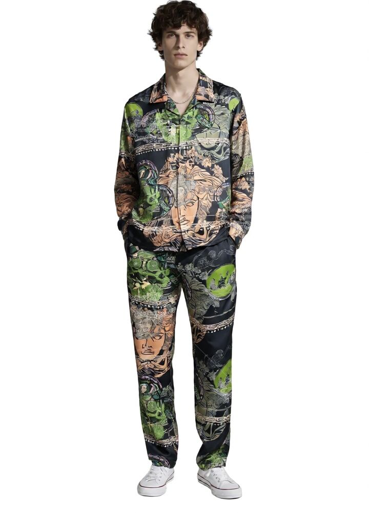 Luxury Baroque Medallion Print Short Sleeve Shirt | Silk-Touch Breathable Men's Resort Wear