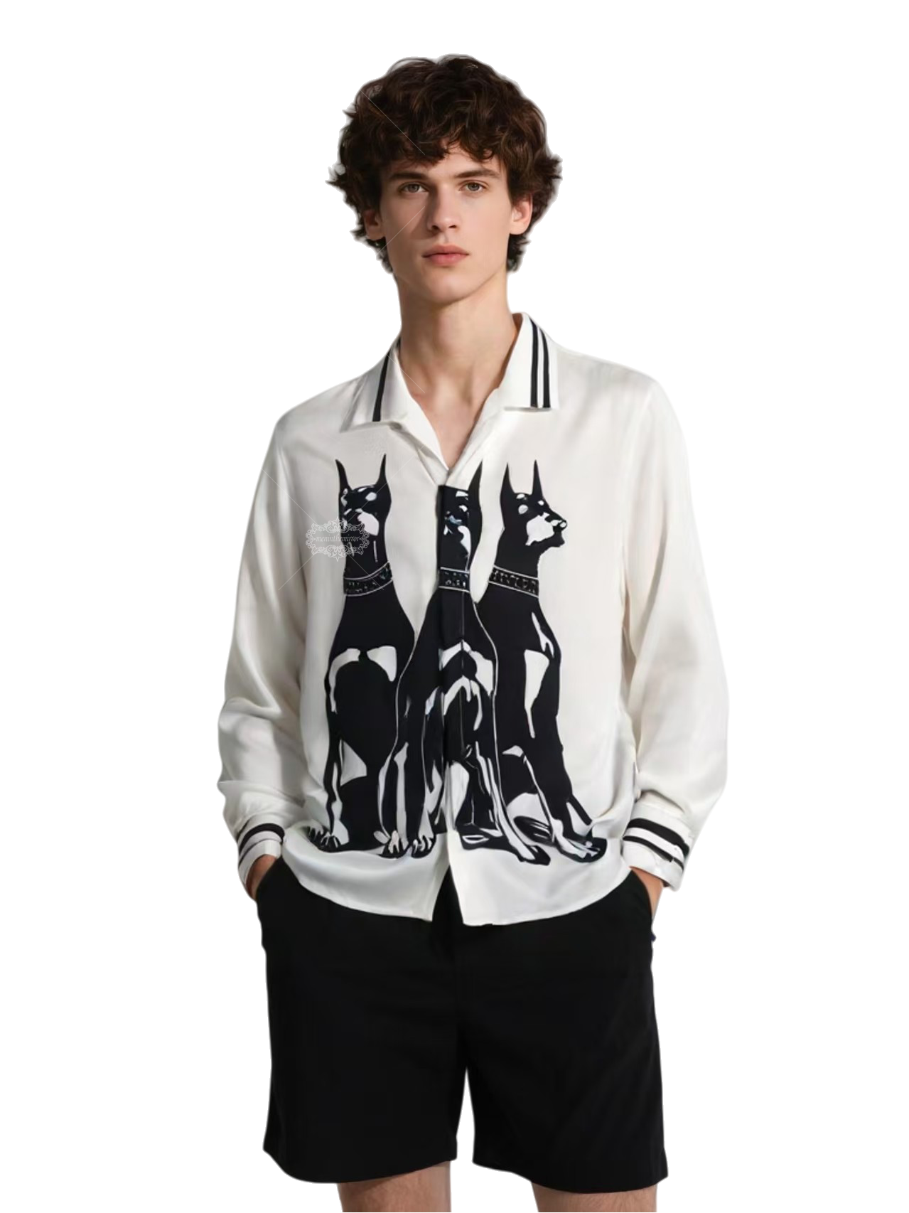 Premium Resort-Fit Doberman Print Casual Shirt | Silky Blend Men's Long Length