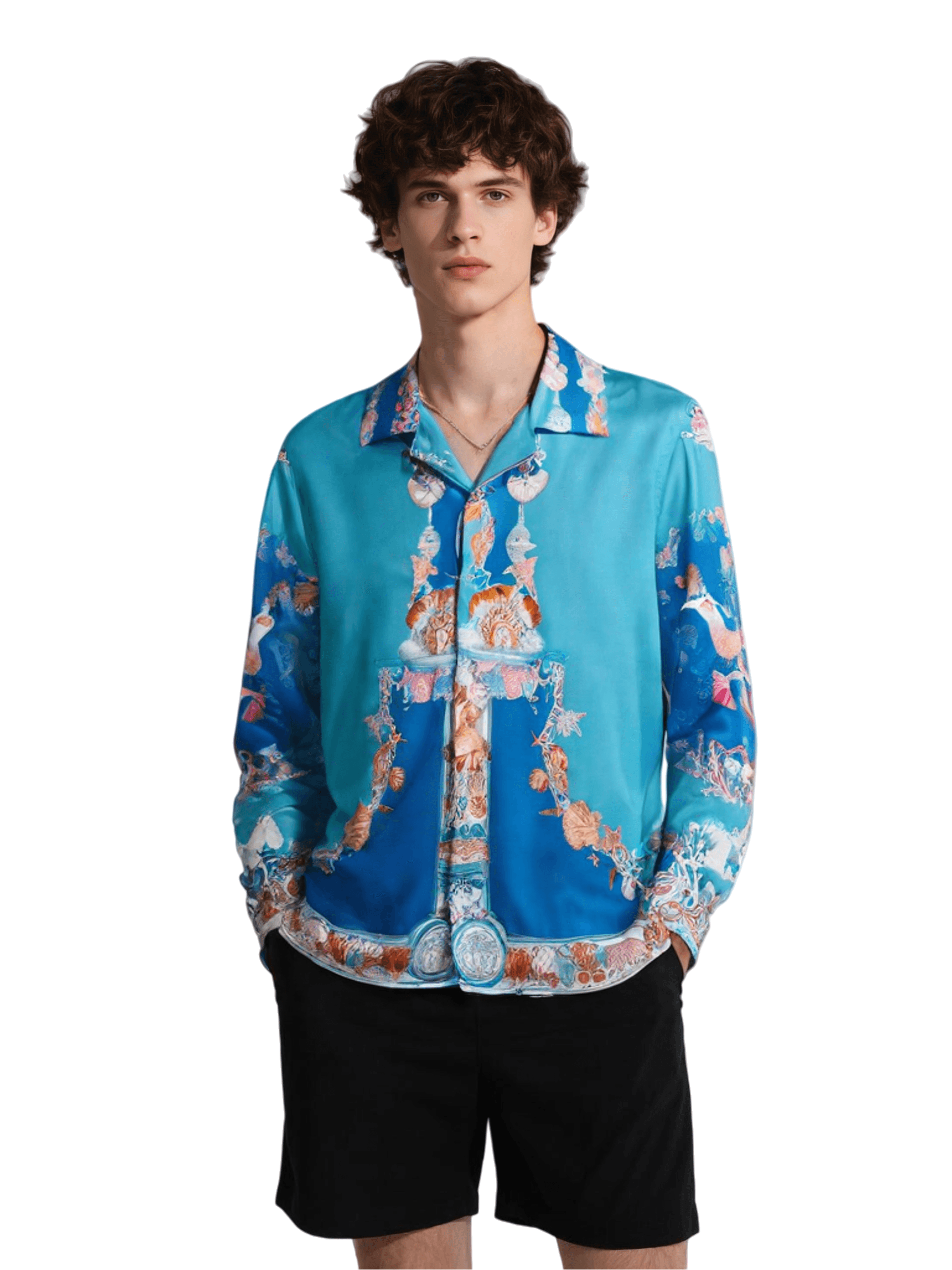 ब्लू कंट्रास्ट बारोक प्रतीक टी | गैलरी लक्स